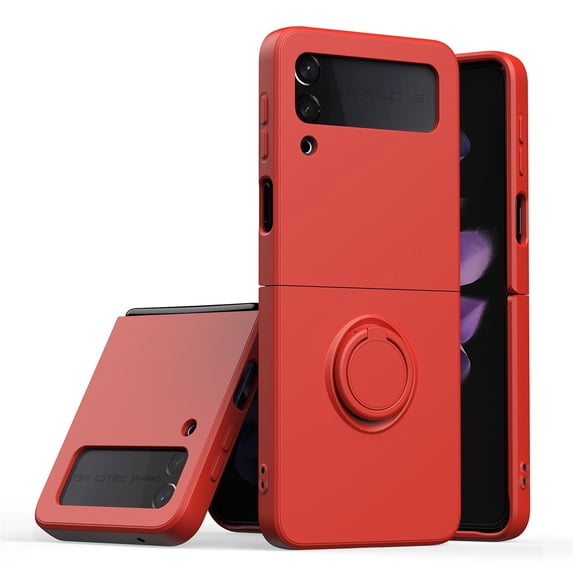 SaniMore Case for Samsung Galaxy Z Flip 4 6.7" 2022, Shockproof TPU Backplane & Hidden 360 Degree Rotating Kickstand Magnetic Car Mount Shock Absorption Anti-fall Full-protective Shell, Red