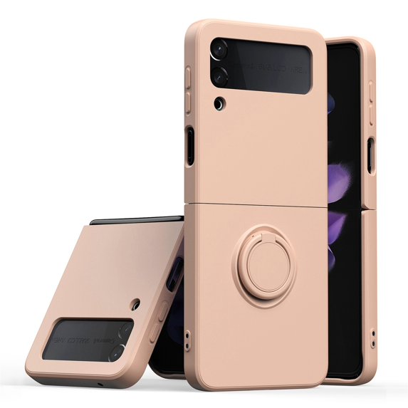 SaniMore Case for Samsung Galaxy Z Flip 4 6.7" 2022, Shockproof TPU Backplane & Hidden 360 Degree Rotating Kickstand Magnetic Car Mount Shock Absorption Anti-fall Full-protective Shell, Pink