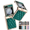 thumbnail image 1 of SaniMore Case for Samsung Galaxy Z Flip 5 6.7" 2023, Back Lens Screen Protector + Metal Ring Kickstand Women Girl Retro PU Leather Hard PC Shockproof Protective Bumper for Galaxy Z Flip5, Green, 1 of 6