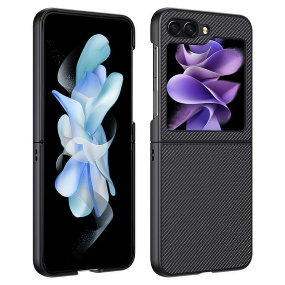 SaniMore Case for Samsung Galaxy Z Flip 5 6.7" 2023, Carbon Fibre Back Slim Shcokproof Anti-scratch 360°All-around Protective Drop Resistant Case for Galaxy Z Flip 5, Black