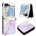 thumbnail image 1 of SaniMore Case for Samsung Galaxy Z Flip 5 6.7" 2023, PU Leather Case Luxury Marble Pattern Cash Pocket Crossbody Lanyard Fashion Case for Girls Women for Samsung Galaxy Z Flip 5, Purple/White, 1 of 7