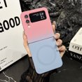thumbnail image 1 of SaniMore Case for Samsung Galaxy Z Flip 5 6.7" 2023, Soft Shockproof Silicone Gradient Backplane Magnetic Shell Lens All-inclusive Wireless Charging Slim Lightweight Anti-yellow Cover, Pink+Blue, 1 of 8