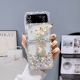 thumbnail image 1 of SaniMore Case for Samsung Galaxy Z Flip3 6.7" 2021, Soft Shockproof Silicone 3D Flower Glitter Bling Folding Shell Lens All-inclusive Slim Lightweight Anti-yellow Stylish Cover, Silver, 1 of 10