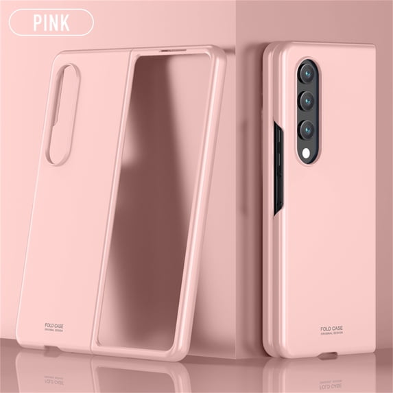 SaniMore Case for Samsung Galaxy Z Fold 3 7.6" 2021, Rugged Frosted PC Backplane Anti-shock Anti-drop Anti-greasy 360° Full Protective Slim Lightweight Case for Samsung Galaxy Z Fold 3, Rosegold
