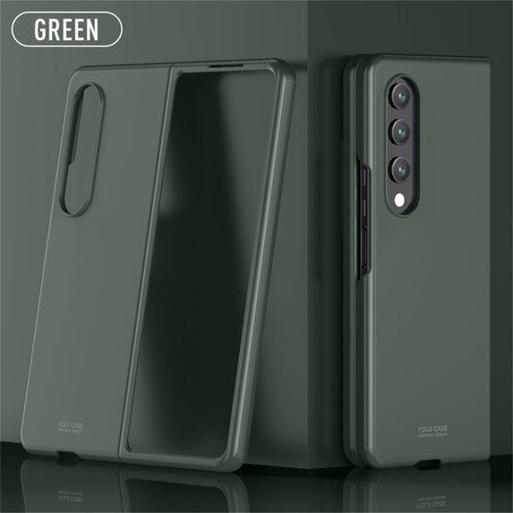 SaniMore Case for Samsung Galaxy Z Fold 3 7.6" 2021, Rugged Frosted PC Backplane Anti-shock Anti-drop Anti-greasy 360° Full Protective Slim Lightweight Case for Samsung Galaxy Z Fold 3, Darkgreen