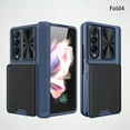 thumbnail image 1 of SaniMore Case for Samsung Galaxy Z Fold 4 7.6" 2022 with Screen Protector + Hinge Protection + Card Slot + Magnetic Car Mount + Sliding Cover Hybird Heaavy Duty Protective PU Leather Shell, Blue, 1 of 9