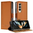 thumbnail image 1 of SaniMore Case for Samsung Galaxy Z Fold 4, Wear-resistant PU Leather Retro Durable TPU Shell Flip Folio Stand, Full Body Protection Magnetic Clasp Business Shell, Brown, 1 of 5