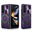 thumbnail image 1 of SaniMore Case for Samsung Galaxy Z Fold 5 (7.6" 2023), [Magnetic Car Mount] Hidden 360°Rotation Ring Kickstand + Slide Lens Cover Hybird Heavy Duty Protective Shell [Shockproof Anti-fall], Purple, 1 of 11