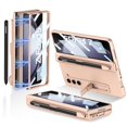 thumbnail image 1 of SaniMore Case for Samsung Galaxy Z Fold 5 7.6" 2023, Magnetic Pen Slot Hinge Protection Foldable Bracket [HD Tempered Film Screen Protctor] Full Protection Shockproof Stand Shell, Gold, 1 of 10