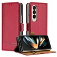 thumbnail image 1 of SaniMore Case for Samsung Galaxy Z Fold 5, Wear-resistant PU Leather Retro Durable TPU Shell Flip Folio Stand, Full Body Protection Magnetic Clasp Business Shell, Red, 1 of 5