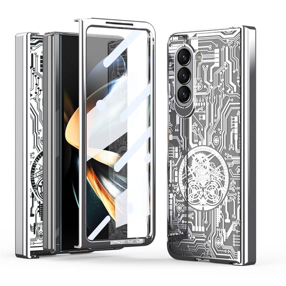 SaniMore Case for Samsung Galaxy Z Fold 6 with Screen Protector Hinge Protection Plting Frame Anti-greasy Anti-scratch Sockproof Drop-proof Folding Shell for Samsung Galaxy Z Fold 6, Silver
