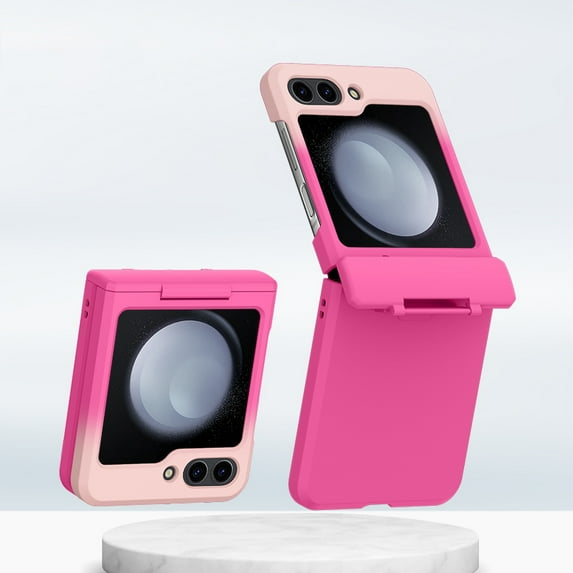 SaniMore Case for Samsung Galazy Z Flip 5 (6.7" 2023), Built-in Tempered Glass Screen Protector, Rugged Skin-feel Shockproof Anti-fall Hinge Protection Anti-scratch Slim Shell, Rose/Pink