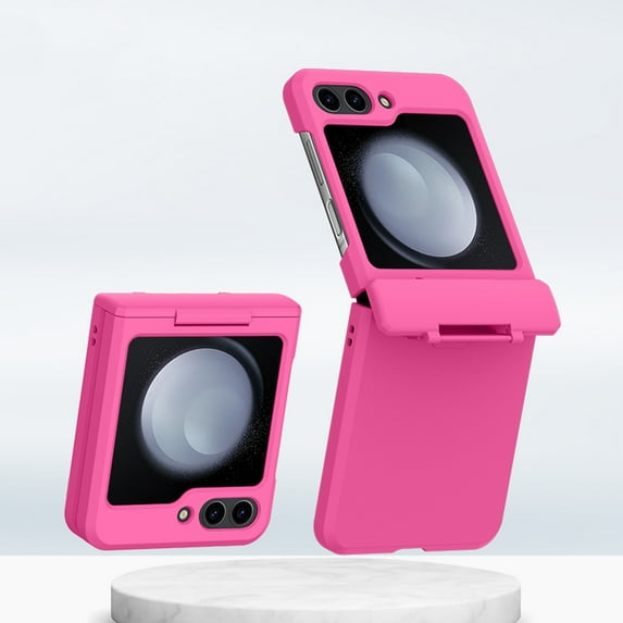 SaniMore Case for Samsung Galazy Z Flip 5 (6.7" 2023), Built-in Tempered Glass Screen Protector, Rugged Skin-feel Shockproof Anti-fall Hinge Protection Anti-scratch Slim Shell, Rose