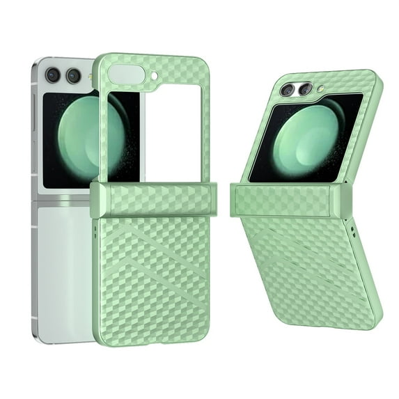 SaniMore Case for Samsung Galazy Z Flip 5 (6.7" 2023), Gold Steel Anti-scratch Front Screen Film Full Body Protective Slim Fit Lightweight Shockproof All Around Protective Shell, Lightgreen