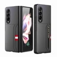thumbnail image 1 of SaniMore Case for Samsung Galazy Z Fold 4 (7.6" 2022), Built-in Tempered Glass Screen Protector Rugged PC Backplane [Card Slot] PU Leather Wear-resistant Military Shockproof Anti-drop Shell, Gray, 1 of 9