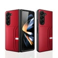thumbnail image 1 of SaniMore Case for Samsung Galazy Z Fold 5 (7.6" 2023), Built-in Tempered Glass Screen Protector Rugged PC Backplane [Card Slot] PU Leather Wear-resistant Military Shockproof Anti-drop Shell - Red, 1 of 11