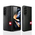 thumbnail image 1 of SaniMore Case for Samsung Galazy Z Fold 5 (7.6" 2023), Built-in Tempered Glass Screen Protector Rugged PC Backplane [Card Slot] PU Leather Wear-resistant Military Shockproof Anti-drop Shell - Black, 1 of 11
