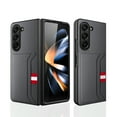 thumbnail image 1 of SaniMore Case for Samsung Galazy Z Fold 5 (7.6" 2023), Built-in Tempered Glass Screen Protector Rugged PC Backplane [Card Slot] PU Leather Wear-resistant Military Shockproof Anti-drop Shell - Gray, 1 of 11