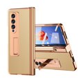 thumbnail image 1 of SaniMore Case for Samusng Galaxy Z Fold 4 6.7" 2022, Leather Skin Platng Frame Hinge Protection Screen Ptotector Hidden Kickstand Pen Slot All-inclusive Heavy Duty Protective Case for Z Fold 4, Gold, 1 of 7