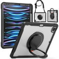 thumbnail image 1 of SaniMore Case for SaniMore Case for iPad Pro 12.9" 2018/2020/2021/2022, with Shoulder Strap Pencil Slot Hybird PC TPU Back Cover 360° Ratating Handle Bracket Shockproof Anti-fall Rugged Shell,Black, 1 of 17