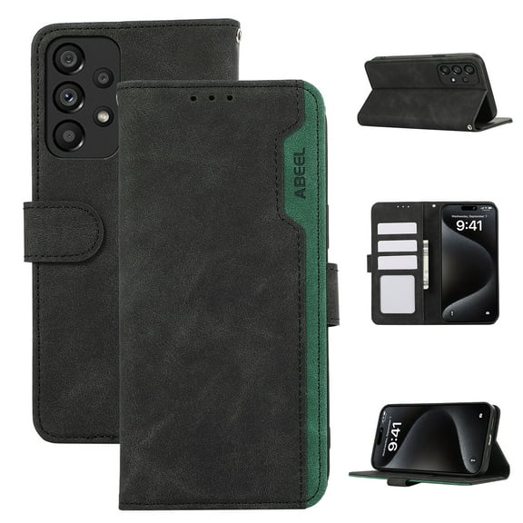 SaniMore Case Wallet for Samsung Galaxy A53 5G, RFID Blocking PU Leather Kickstand Flip Cover with 3 Card Slots [TPU Protective Interior Shell], Magnetic Folio Compatible with Samsung A53 5G, Black