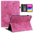 thumbnail image 1 of SaniMore Case for iPad 10th Generation 10.9" 2022, Auto Sleep/Wake Anti-slip Grooves Kickstand [Pencil Holder Card Slots] Embossed Rose PU Leather Luxury Girly Shockproof TPU Wallet Shell, Rose, 1 of 8
