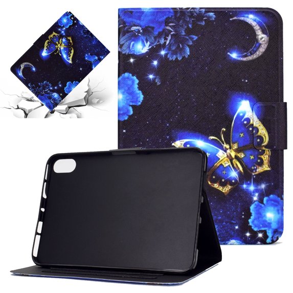SaniMore Case for iPad 10th Generation 10.9" 2022, Auto Wake/Sleep Card Holder Stand Dual Angle PU Leather Case Soft TPU Back Color Painting Magnetic Protective Case for iPad 2022,Blue Bufferflies