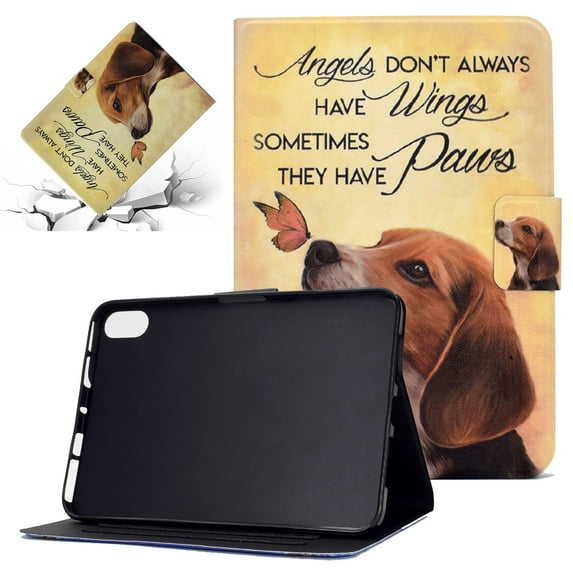 SaniMore Case for iPad 10th Generation 10.9" 2022, Auto Wake/Sleep Card Holder Stand Dual Angle PU Leather Case Soft TPU Back Color Painting Magnetic Protective Case for iPad 2022, Butterfly Dog