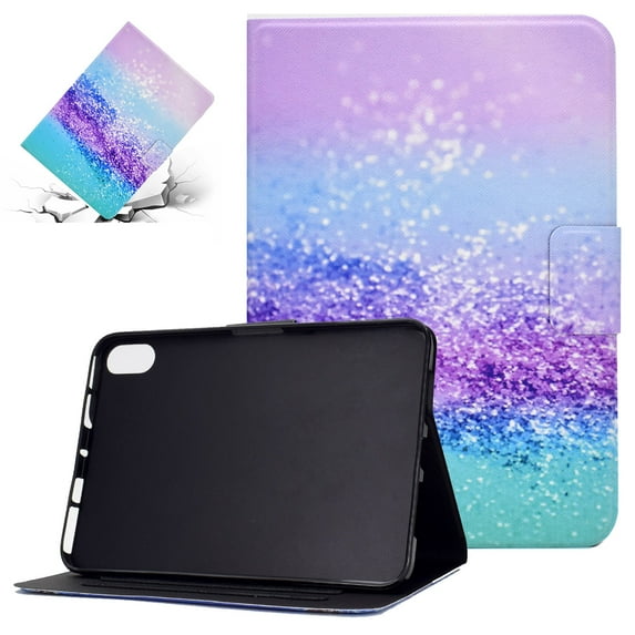 SaniMore Case for iPad 10th Generation 10.9" 2022, PU Leather Tablet Color Luxury Painting Auto Wake/Sleep Card Holder Anti-slip Strip Kickatnd Shockproof TPU Backplane Wallet Case, Colorful Sand