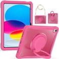 thumbnail image 1 of SaniMore Case for iPad 10th Generation 10.9" 2022, with Shoulder Strap Pencil Slot Hybird PC TPU Back Cover 360° Ratating Handle Bracket Shockproof Anti-fall Rugged Kids Shell,Rose, 1 of 16