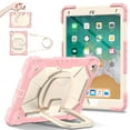 thumbnail image 1 of SaniMore Case for iPad 6th Generation 9.7 inch 2017 2018, iPad Air 2 Gen, Shockproof Bumper Shoulder Strap 360° Rotating Handle Bracket + Pencil Holder Tri-layer Hybird Anti-drop Kids Shell, Rosegold, 1 of 8