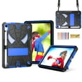thumbnail image 1 of SaniMore Case for iPad Mini 6 8.3", Screen Protector & Shoulder Strap & Hidden Bracket & Pen Slot Heavy Duty Protective Shockproof Hybird Shell for iPad Mini 6 8.3", Black+Blue, 1 of 5