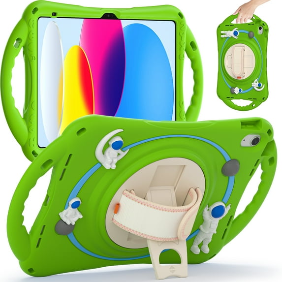 SaniMore Case for iPad Pro 11 2022/2021/2020/2018,iPad Air 5th/4th Generation/ipad 10.9" 2020: Kids-Proof Light EVA Shockproof, Folding Handle Stand + Pencil Holder Protective FulL-body Cover, Green