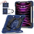 thumbnail image 1 of SaniMore Case for iPad Pro 11 2022/2021/2020/2018,iPad Air 5th/4th Generation/ipad 10.9" 2020, Shockproof Shoulder Strap 360° Rotating Handle Bracket Pencil Holder Hybird Anti-drop Shell, Black+Navy, 1 of 8
