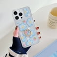 thumbnail image 1 of SaniMore Case for iPhone 13 Pro, Fashion Flower Backplane Transparent Anti-yellow for Girls Women Rotating Bracket Ring Slim Fit Lightweight Shockproof Anti-fall Shell, A-Blue Flower, 1 of 9