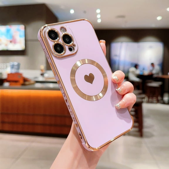 SaniMore Case for iPhone 13 Pro Max 6.7" 2021, Cute Luxury Soft Plating Bumper Shockproof TPU Thin Lightweight Magnetic Shell Wireless Charging Girly Anti-drop Shell for iPhone 13 Pro Max, Purple