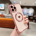 thumbnail image 1 of SaniMore Case for iPhone 13 Pro Max 6.7" 2021, Cute Luxury Soft Plating Bumper Shockproof TPU Thin Lightweight Magnetic Shell Wireless Charging Girly Anti-drop Shell for iPhone 13 Pro Max, Pink, 1 of 9