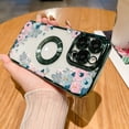 thumbnail image 1 of SaniMore Case for iPhone 13 Pro Max (6.7" 2021), Painted Flowers Backplane Luxurry Stylish for Girls Women with Lens Cover Magnetic [Wireless Charging] Full Protective Cover - Green, 1 of 1