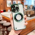 thumbnail image 1 of SaniMore Case for iPhone 13 Pro Max 6.7" 2021, Tough Shockproof PC Ultra-clear Backplane Magnetic Shell with Lens Frame All-inclusive Wireless Charging Slim Lightweight Anti-yellow Cover, Darkgreen, 1 of 7