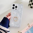 thumbnail image 1 of SaniMore Case for iPhone 13 Pro Max, Fashion Flower Backplane Transparent Anti-yellow for Girls Women Rotating Bracket Ring Slim Fit Lightweight Shockproof Anti-fall Shell, D-White Flower, 1 of 9