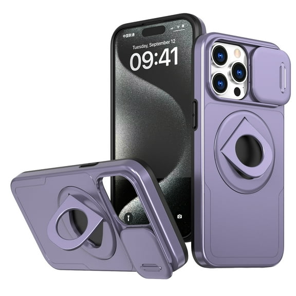 SaniMore Case for iPhone 13 Pro, Slidng Camera Window with Kickstand Holder, Magnetic Car Mount, Function Slim Fit Protection Shockproof Anti-fall Magnetic Cover for iPhone 13 Pro, Purple