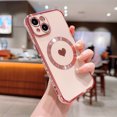 thumbnail image 1 of SaniMore Case for iPhone 14 6.1" 2022, Cute Luxury Soft Plating Bumper Shockproof TPU Thin Lightweight Magnetic Shell Wireless Charging Girly Anti-drop Shell for iPhone 14 6.1" 2022, Pink, 1 of 1