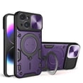 thumbnail image 1 of SaniMore Case for iPhone 14 (6.1" 2022), [Magnetic Car Mount] Hidden 360°Rotation Ring Kickstand + Slide Lens Cover Hybird Heavy Duty Protective Shell [Shockproof Anti-fall], Purple, 1 of 11