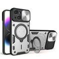 thumbnail image 1 of SaniMore Case for iPhone 14 (6.1" 2022), [Magnetic Car Mount] Hidden 360°Rotation Ring Kickstand + Slide Lens Cover Hybird Heavy Duty Protective Shell [Shockproof Anti-fall], Silver, 1 of 11