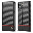 thumbnail image 1 of SaniMore Case for iPhone 14 Plus 6.7" 2022, Carbon Fiber Skin PU Leather Flip Filio Case Kickstand Card Slots Cash Pocket Full Body Protetcion Case For iPhone 14 Plus, Horizontal Line, 1 of 13