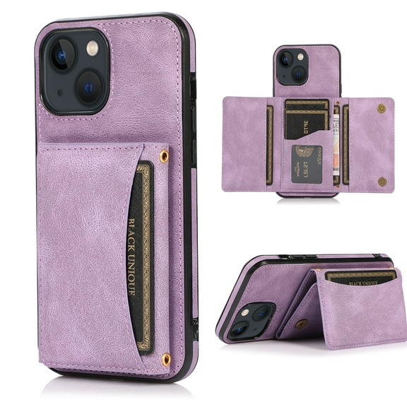 SaniMore Case for iPhone 14 Plus 6.7" 2022, [Flip Wallet with Card Slots] [Kickstand] [Shockproof & Anti-fall] Wear-resistant Retro PU Leather Rugged Cover For iPhone 14 Plus 6.7" 2022, Purple