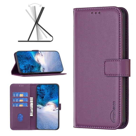 SaniMore Case for iPhone 14 Plus (6.7" 2022), PU Leather Flip Folio Book Protective Cover with Cash Pocket Magnetic Clasp Credit Card Holder Kickstand Men Women TPU Shockproof Wallet Shell, Purple