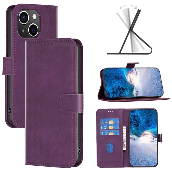 SaniMore Case for iPhone 14 Plus (6.7" 2022), PU Leather Wallet with Card Slots Cash Pocket Magnetic Closure Flip Kickstand Shockproof TPU Full Body Protective Business Shell, Purple