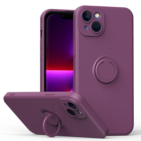 SaniMore Case for iPhone 14 Plus 6.7" 2022, Shockproof TPU Backplane & Hidden 360 Degree Rotating Kickstand Magnetic Car Mount Shock Absorption Anti-slip Anti-fall Full-protective Shell, Purple