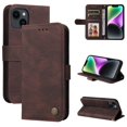 thumbnail image 1 of SaniMore Case for iPhone 14 Plus 6.7" 2022 with Wrist/Crossbody Strap,Retro PU Leather Anti-scratch Card Slots Cash Pocket Kickstand Shockproof Anti-drop Wallet Business Cover For iPhone 14 Plus,Brown, 1 of 11